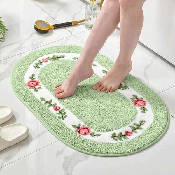 Bathroom Rugs Romantic Rose Flower Fluffy Area Rugs for Living Room Bedroom Non-Slip Absorbent Bath Mat Kitchen Mat Doormat