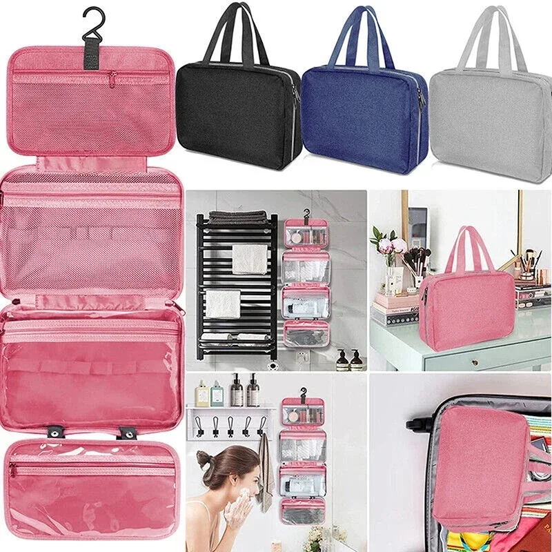 AliExpress - Trousse de toilette pliante étanche, sac à main de voyage, grande trousse de toilette, trousse de maquillage, trousse de rangement pour 