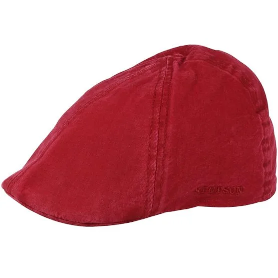 Stetson - Rot flatcap Cap - Texas Organic Cotton Burgundy Flat Cap @ Hatstore