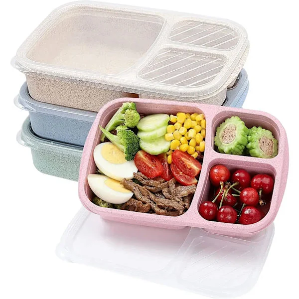 Bento Lunch Boxes 3 Compartment, Kids Lunch Box, Reusable Food Storage Containers