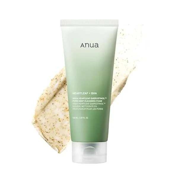 Anua Heartleaf Quercetin Deep Pore Cleansing Foam | Porförfinande BHA Ansiktsrengöring | Dubbelrengöring & Återfuktande, Koreansk Hudvård | 150 ml