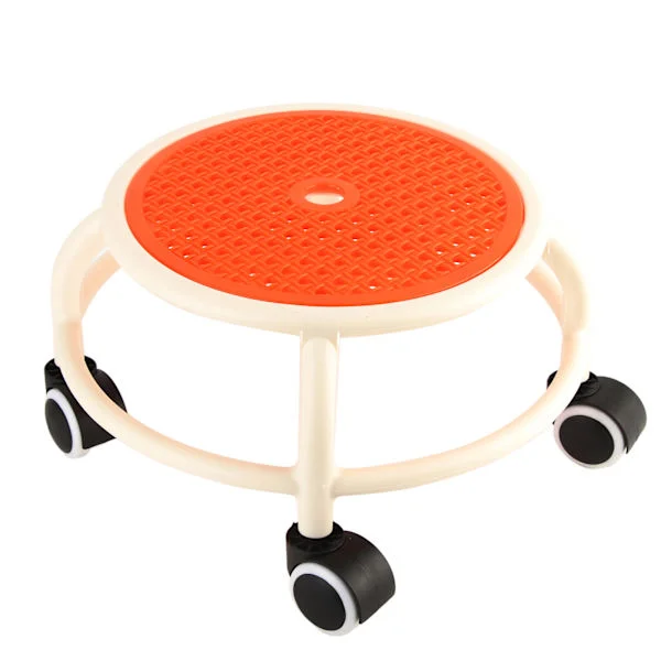 Universal Rullande Låg Pall Bekväma Hjul Mobil Mini Pall Hög Viktkapacitet Hem Orange