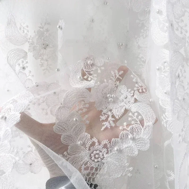 AliExpress - Neue Ankunft Romantische Perle Embroid Weiß Tüll Vorhang Für Wohnzimmer Villa Französisch Fenster Luxuriöse Sheer Tür Vorhänge Wohnkultur