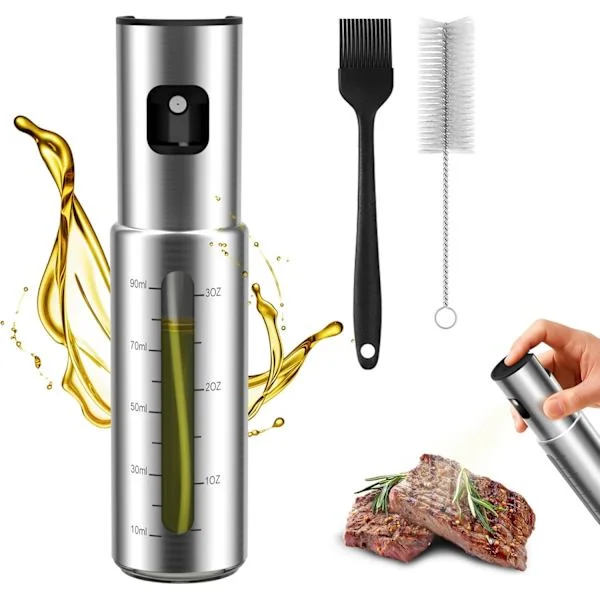 Airfryer oljesprayflaska: 100 ml glas- och rostfri olivoljesprayflaska