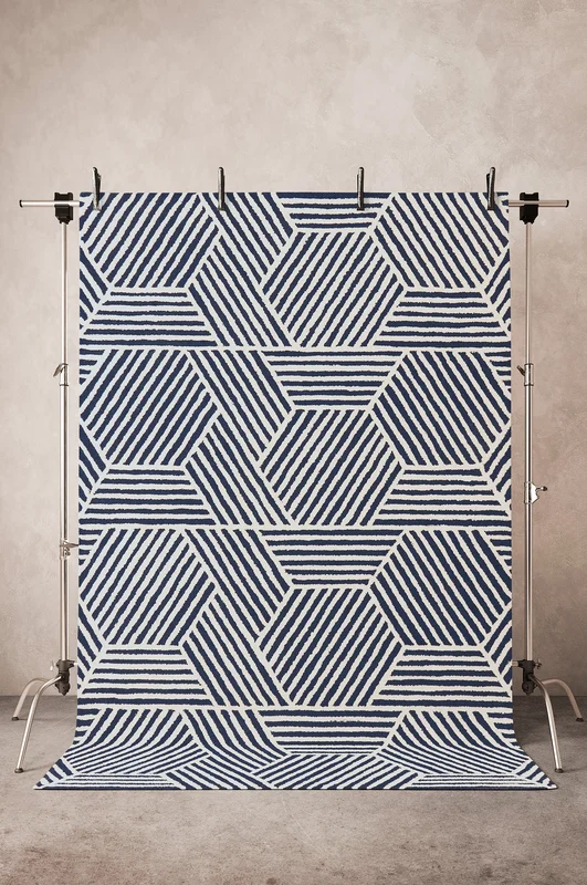 Jotex - Dywany z Wiskozy 200x300 Cm Niebieski/biały - CLADY - Kup Dywany z wiskozy firmy Jotex
