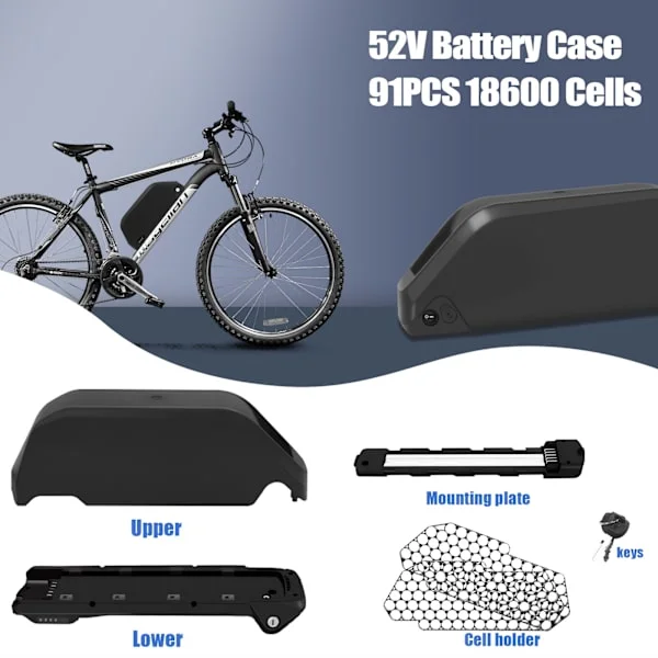 MAX 91 ST 18650-celler Polly DP-9 Ebike Downrörsbatteriväska med hållare