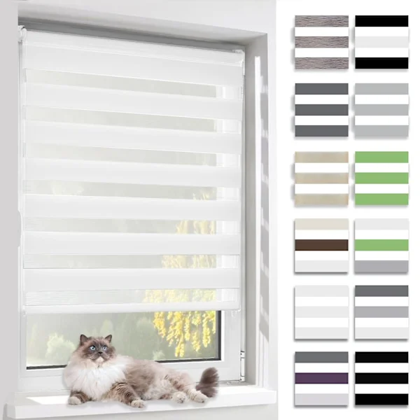 [RM]Rullgardin Dag och Natt, Dubbelt Tyg, Gardin utan Borrning, Genomskinlig Mörkläggning och Insynsskydd, Mörkgrå, 70x150 cm
