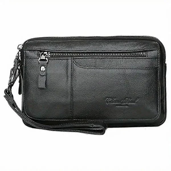 Fashion Genuine Cowhide Leather Men's Clutch Wallet Men's Wrist Bag Businessman Bag
