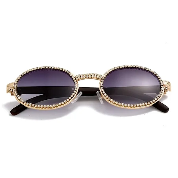 Vintage Runde Diamant Solbriller Menn 2020 Nye Luksus Kvinner Oval Krystall Tre Punk Briller Mote Briller UV400 Gafas de sol