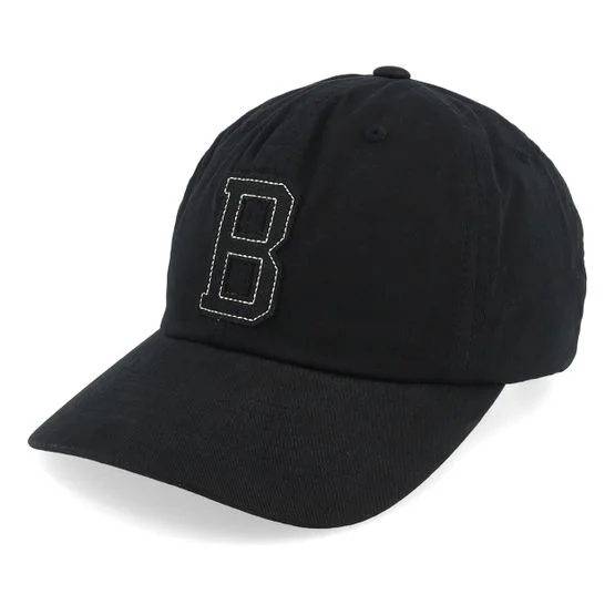 Brixton - Zwart unconstructed Cap - Big B Cap Black/Black/Off White Dad Cap @ Hatstore