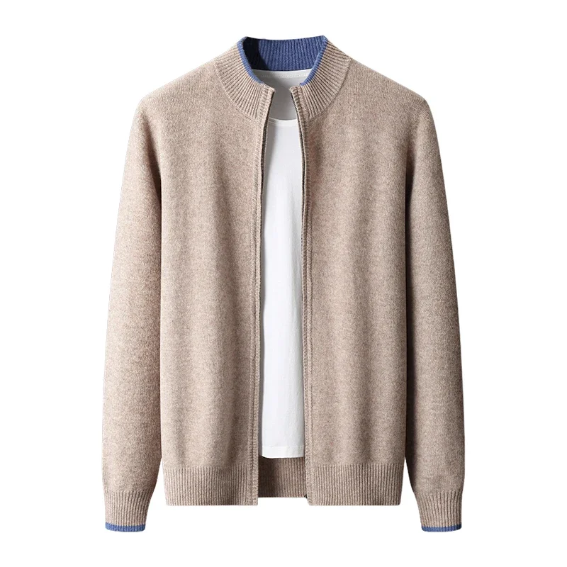AliExpress - Cardigan de couleur contrastée pour hommes, demi-col roulé, en laine, tendance, veste d'affaires, pull tricoté, nouvelle collection 