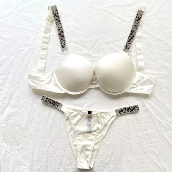 Sexy Underkläder Komfort Kvinner Sett Push Up BH Victoria's Secret Underkläder Sett Kvinnelig Underkläder Vetement Femme Hvit