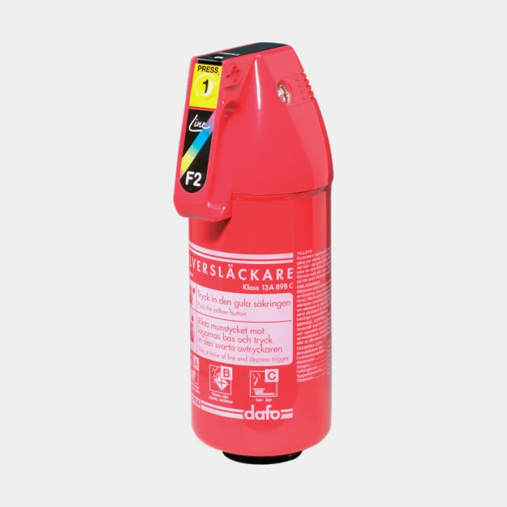 Pulversläckare Dafo Gloria F 2 GM, 13A/89B/C, 2 kg + hållare