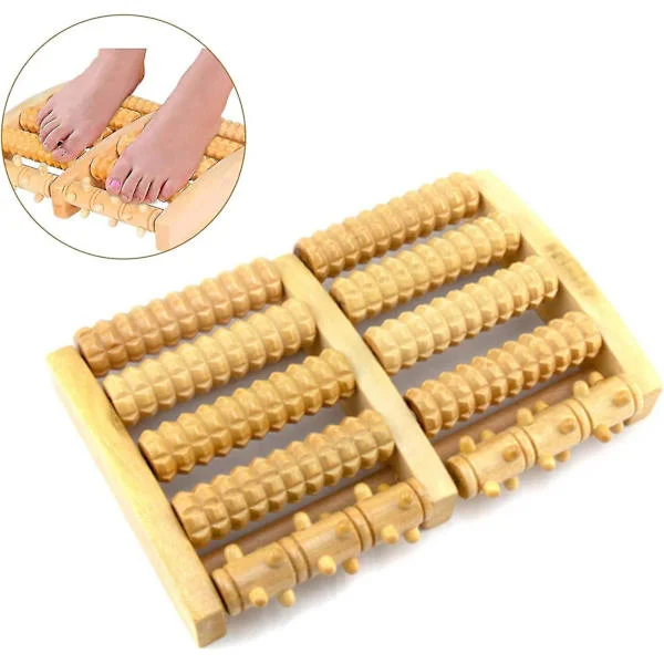 Foot Massage Roller Wood, Foot Massager, Foot Massage Roller Incl, Foot Reflexology Double Foot Roller Made of Wood for Edema, Plantar Fasciitis, Foot