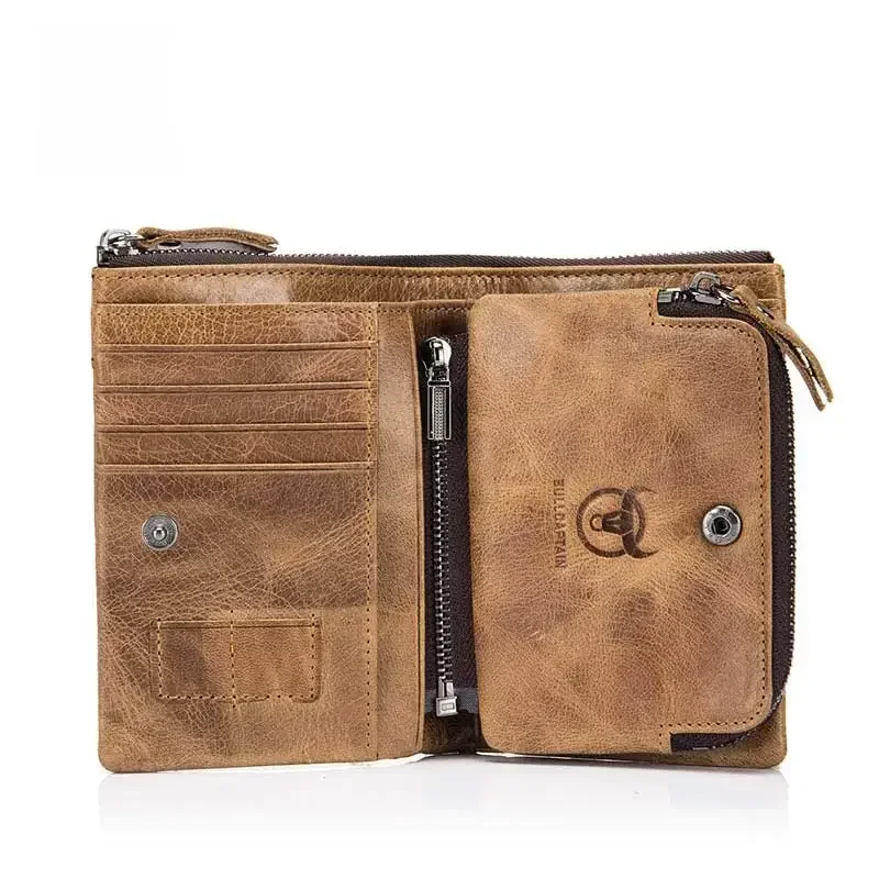 AliExpress - BULLCAPTAIN portefeuille en cuir véritable pour hommes sac à main court petit portefeuille rétro marque haute RFID nouveau portefeuille 