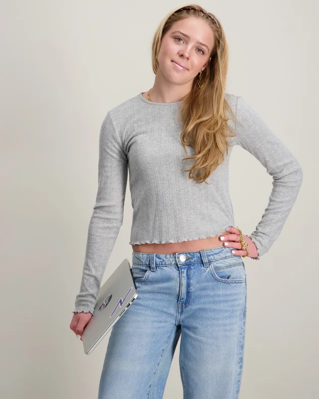 Kids ONLY KOGCARLOTTA L/S TOP JRS Harmaa Topit / Puserot Tytöt - Kids Brand Store