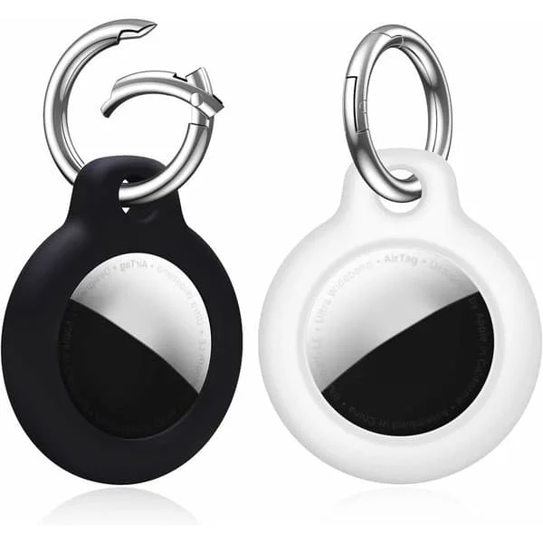 Airtag Nyckelring [2-Pack] Fodral Kompatibelt med Apple Airtag Fodral, GPS Airtag Airtags Nyckelring (Svart/Vit)