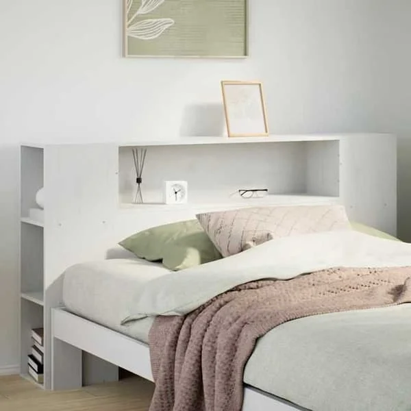 vidaXL Sänggavel med förvaring vit 140 cm massiv furu 855631
