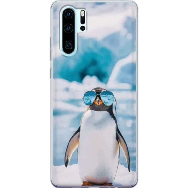 Compatible Phone Case for Huawei P30 Pro Penguin with sunglasses funny winter design with arctic background humorous and trendy style with coolness 