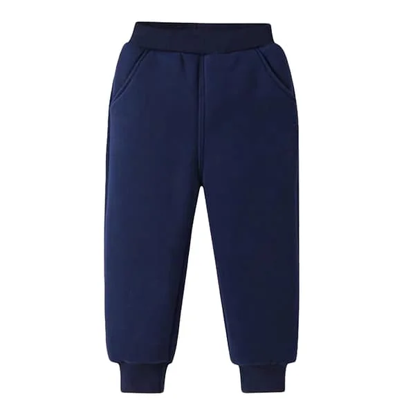 Fleecejoggebukse for barn, elastisk midje, supermyk bomull, uformell varm fleecebukse for utendørs vinter, blå M