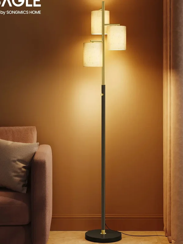 AliExpress - VASAGLE Stehleuchte, Standleuchte, Stehlampe mit 3 Glühbirnen, verstellbare Helligkeit, modern, Lampenschirm aus Stoff