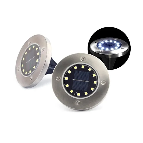 4pk 12 LED Solcellelampe Utendørs Hagelampe Solcelle Innground Lampe Rustfritt Stål Nedgravd Gangvei Lampe Vanntett