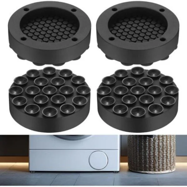 Set med 4 antivibrationsfötter för tvättmaskiner, vibrationsdämpare för tvättmaskiner och torktumlare, universella mattor för tvättmaskinsbas (LGL)