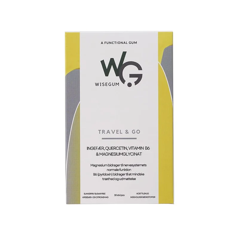 WiseGum Travel & Go 30 stk, Helse & Madvarer, B-vitamin, B6 Vitamin