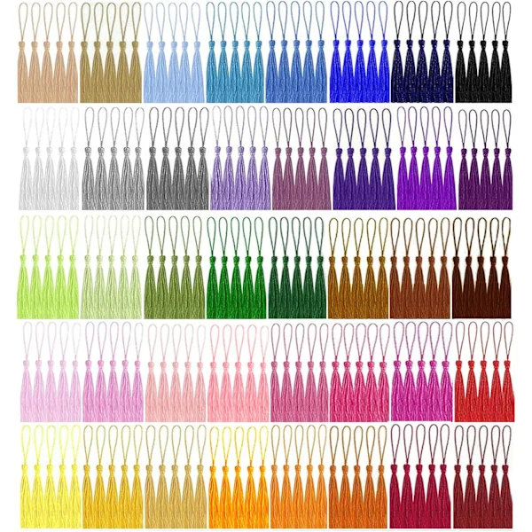 200 Pieces Mini Tassels, 40 Colors Silky Tassels Handmade Bookmark Tassels for DIY Craft Supplies Home Decoration