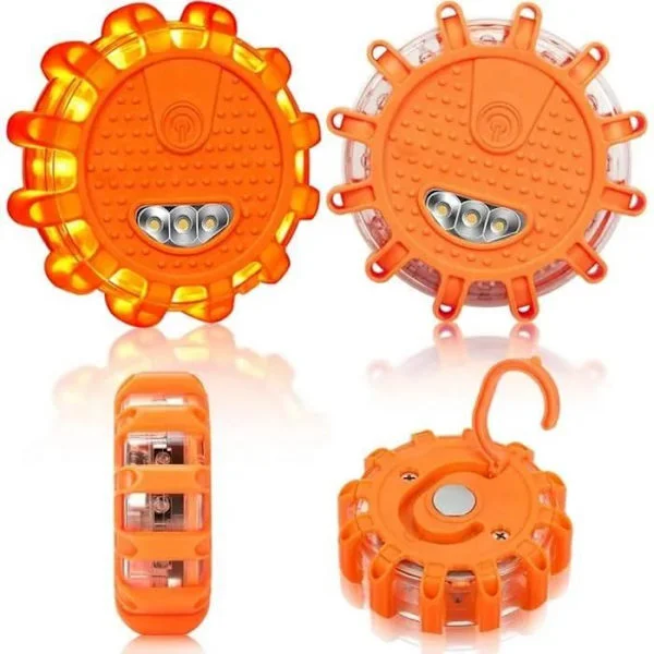 2 st LED-varningsljus för fordon, trådlöst vattentåligt LED-varningsljus med magnet, orange varningsljus batteridrivet, 9 funktioner