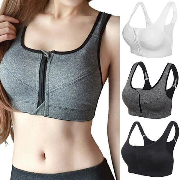 Racerback Dameundertøy Glidelås Front BH Svart 2XL Svart