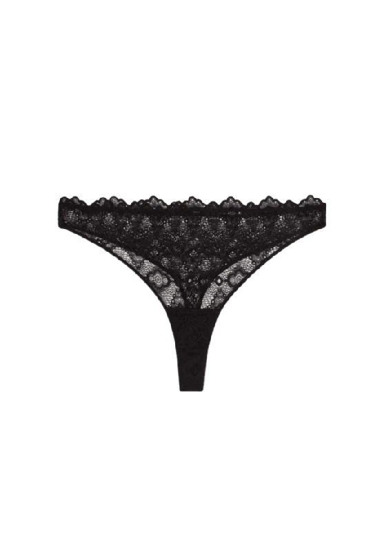 Understatement Lace Thong Trosor Dam Svart M