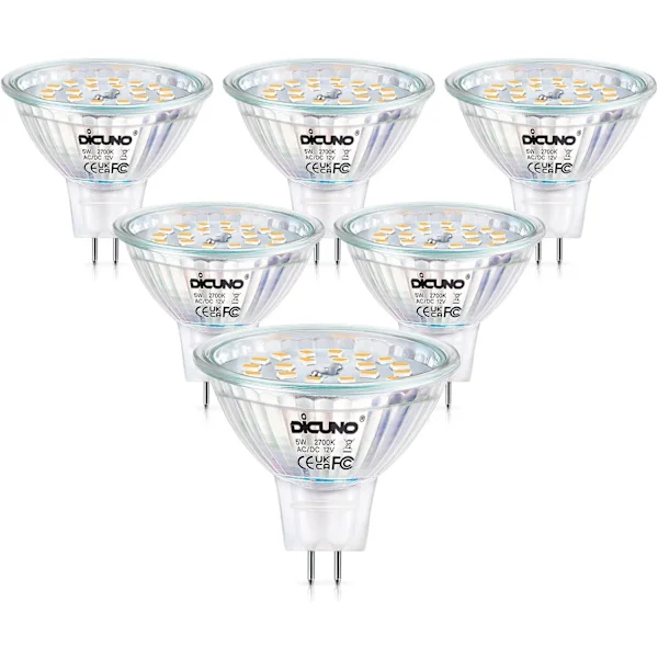 GU5.3 MR16 LED-lampa, varmvit 2700K, 12V, 5W motsvarande 50W halogenlampor, 440LM, dimbar GU5.3 LED-spotlight, 6 stycken