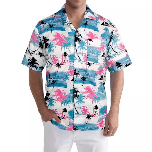 Hawaiiskjorter til mænd kortærmede knap-ned afslappede skjorter trykte strandskjorter farve 3
