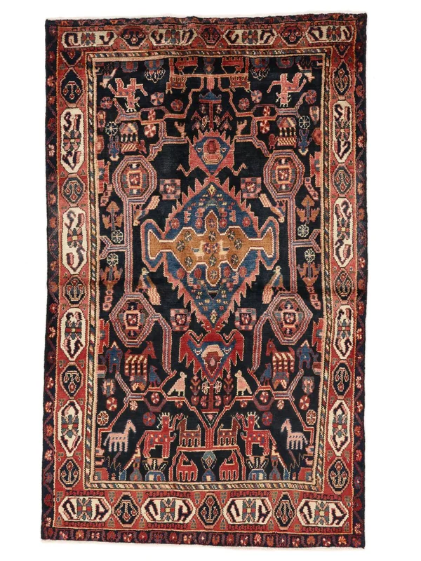 Oriental Nahavand Rug 135X223 Black/Dark Red (Wool, )