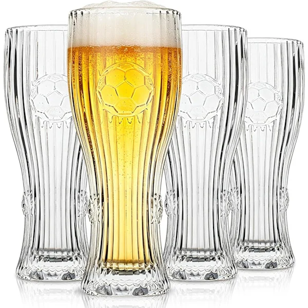 15 unssin Pilsner-olutlasit, 4 kpl:n setti, klassiset korkeat olutlasit IPA:lle, pilsnerille ja käsityöläisoluille, kirkkaat juomalasit (jalkapallo)