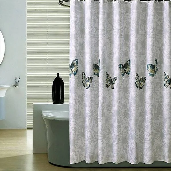 Vattentätt Duschdraperi 200x200 cm Anti-Mögel Tjockt Polyestertyg med Krokar Tvättbar Tyngd Kant