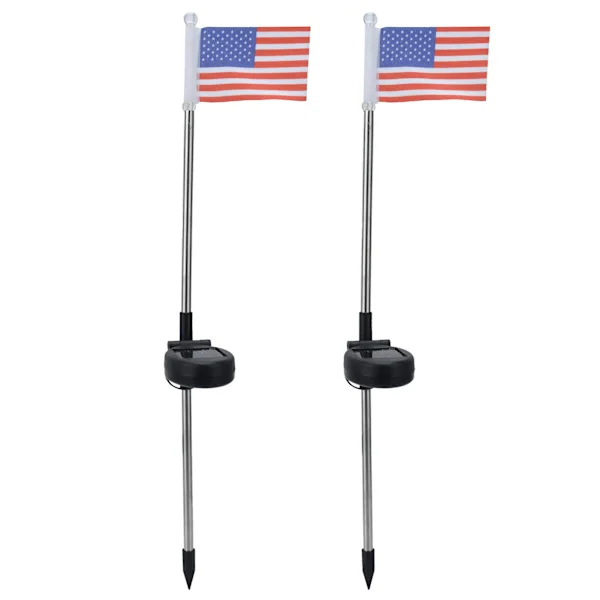 【NX】2 stk. soldrevet havelampe USA-flag græsplænelampe Kompatibel med udendørs landskabsbelysning dekoration hvidt lys