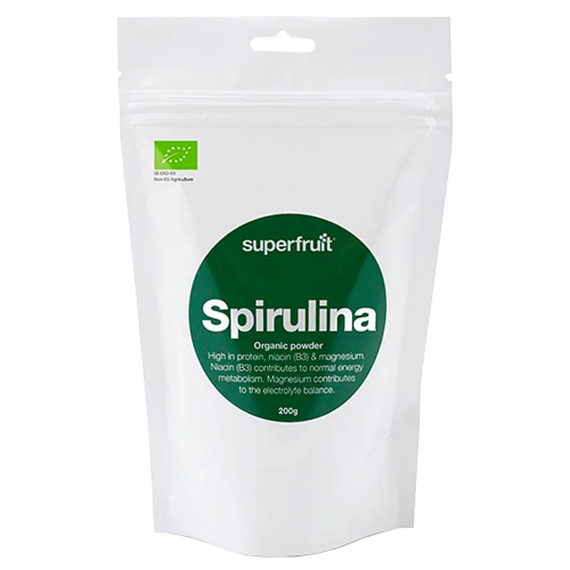 Spar 25% • Køb 2, Superfruit Spirulina pulver Ø 200 g, Helse & Madvarer, Tørret Frugt & Nødder, Tørret Frugt