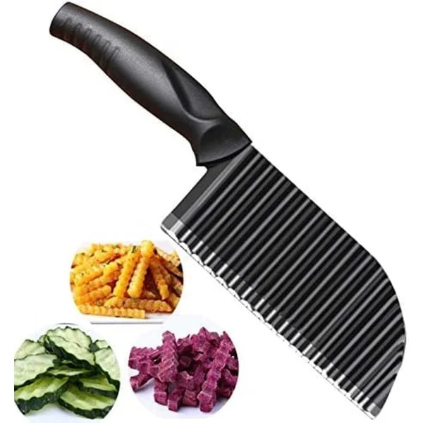 Aaltoveitsi, Perunankuorimaveitsi, Monipuolinen Vihannessuikaleveitsi, Uurreveitsi, Crinkle Cutter, Peruna, Salaatti