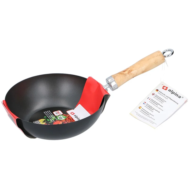 Wokkipannu 20,5 cm puukahvalla / keraaminen wokki tarttumattomalla pinnoitteella
