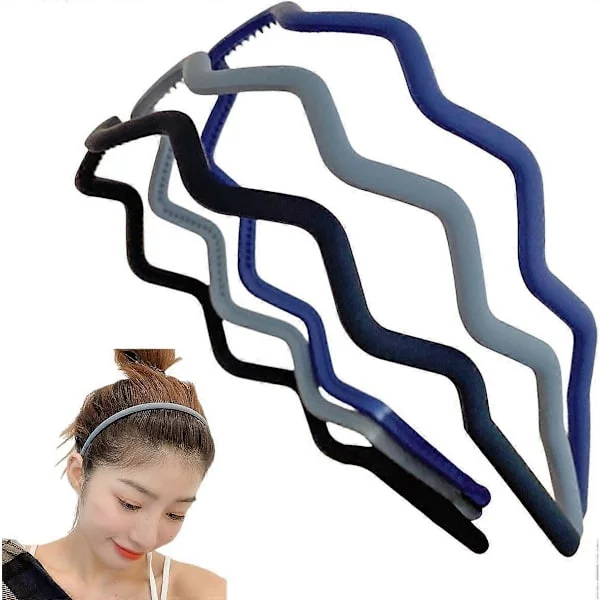 3 Pieces Wavy Thin Headbands for Women Men Fashion Headband with Teeth Unisex Hair Accessory Sport Yoga Outdoor