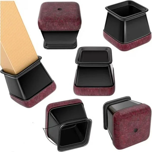 6-pack Stolsbensskydd Fyrkantiga, Golvskydd - Golvskydd för Möbelben Svarta XL:37-43MM