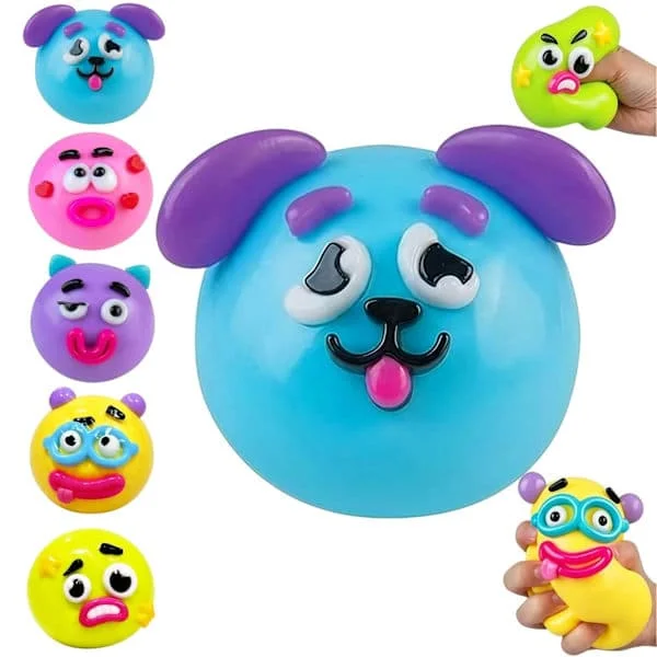 Nya Smushers Hundansikte Byt Squishy, Mjuk Långsamt Stigande Fidgetleksak, Söta Djur Squishies för Stress- och Ångestlindring för Vuxna (1 st) blå blå