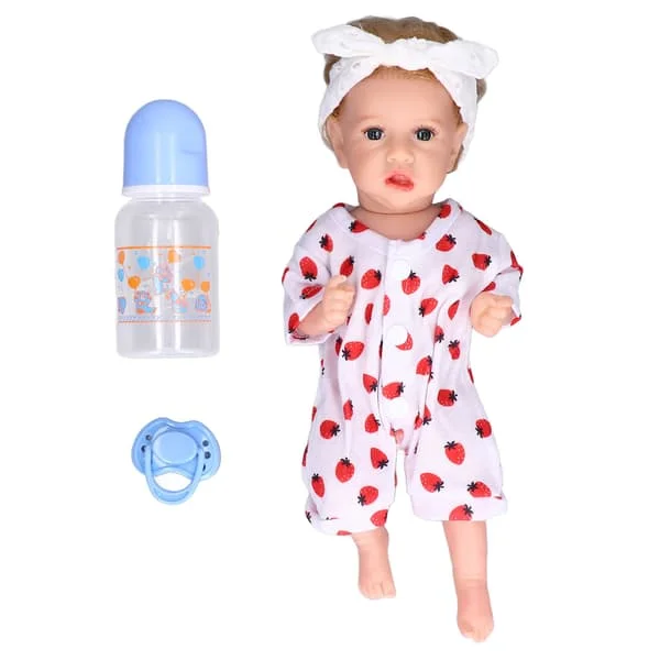 12-inch Reborn Baby Dolls Flexible Limbs Soft Silicone, Lifelike Doll Toy with Milk BottleGirl