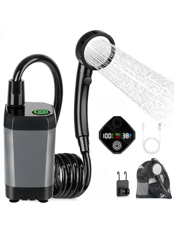 AliExpress - Camping-Duschpumpe RV Outdoor-Duschset Campingdusche mit Vollbild-Intelligentem Digitaldisplay Einstellbares 6000mAh Duschset