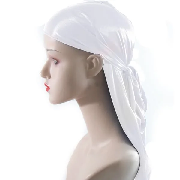 Simulert Silke Lang Hale Bandana Hatt Snøring Lang Hale Hatt (Hvit)