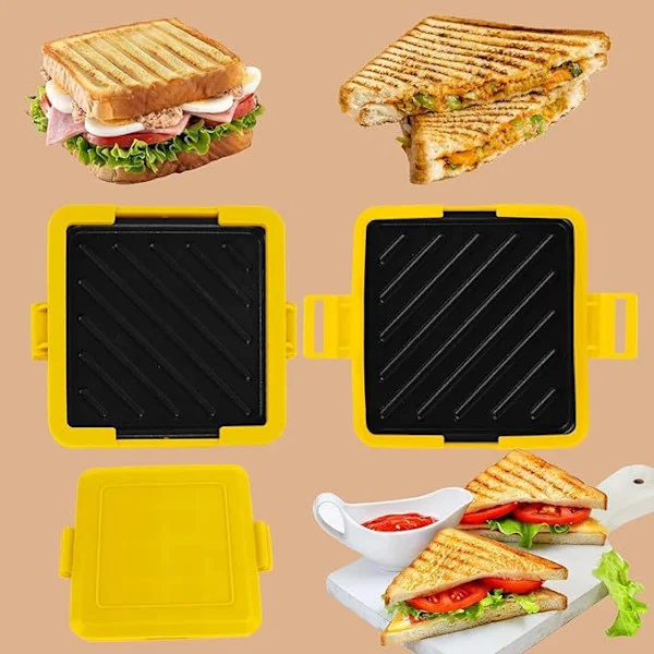 Mikrobølgeovn brødrister sandwichmaker mikrobølgeovn brødrister Multifunksjonell mini brødrister Enkel å rengjøre og oppbevare Perfekt for å tilberede