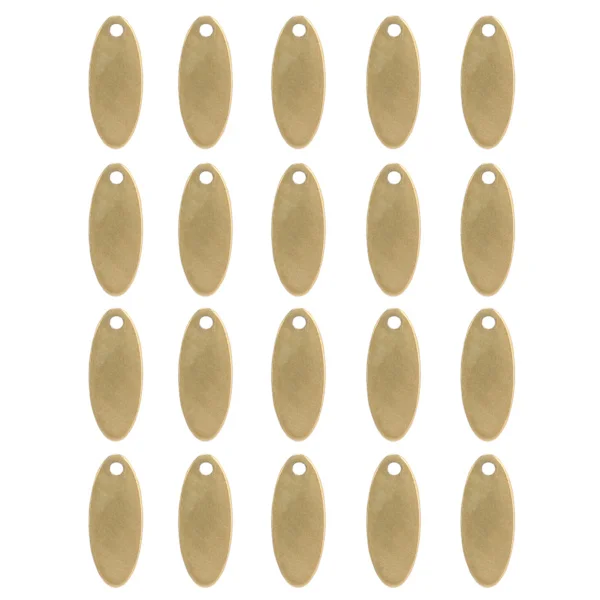 20 stk. ovale vedhæng i rustfrit stål DIY hundetegn med hul smykkefremstilling tilbehør guld 6 x 15 mm