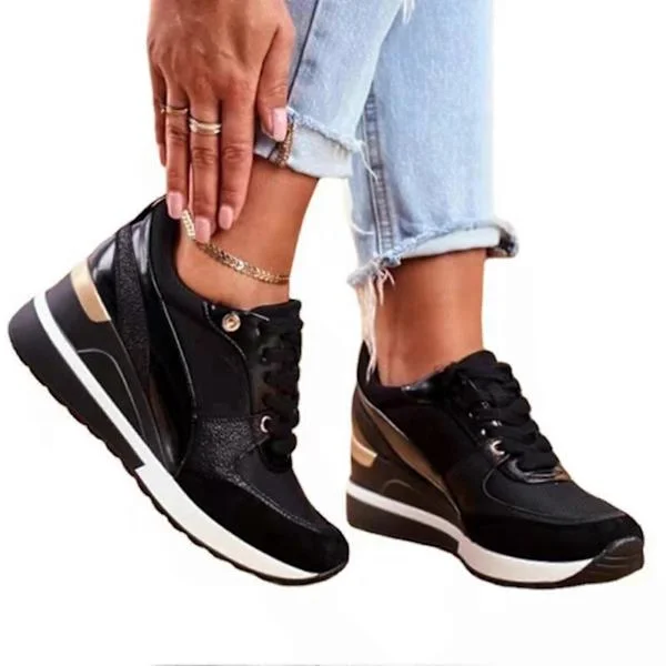 Kurv Eva Glow High Heeld Wedge Sneakers til kvinder Platform Casual Snøresko til daglig brug